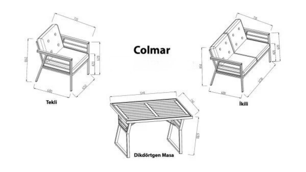 BELLONA COLMAR GARDEN FURNITURE SET (set: 1 Coffee table+seats 4 people in total)