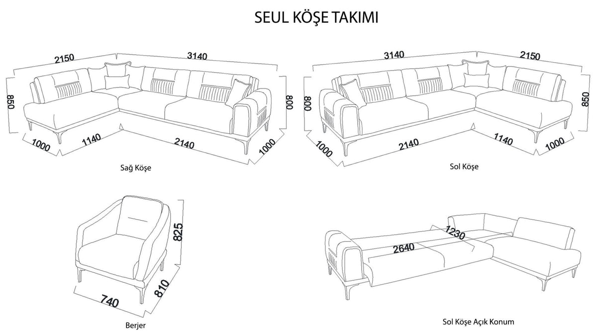 BELLONA SEUL L-SHAPED CORNER SOFA set +berjer THAT CAN BE TURNED INTO A BED